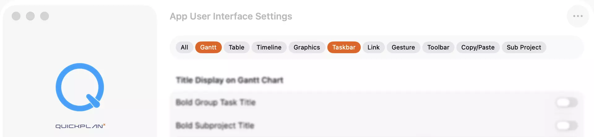 App Settings Filter Tags