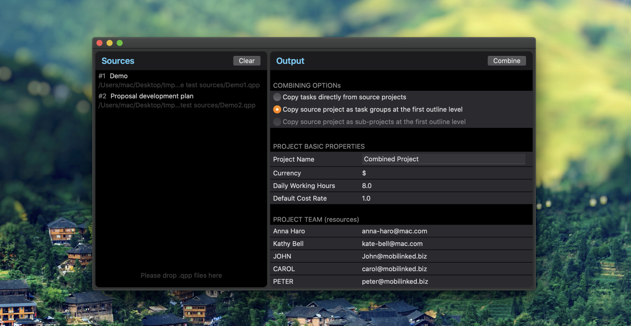 QuickPlan Combine - Combine multiple projects into one