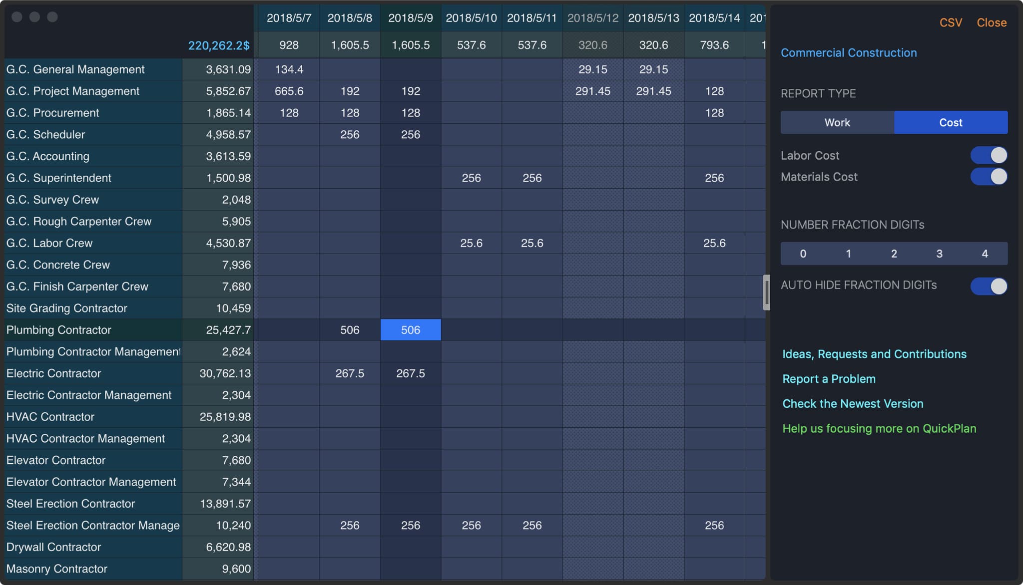 QuickPlan Lab - Resource Report