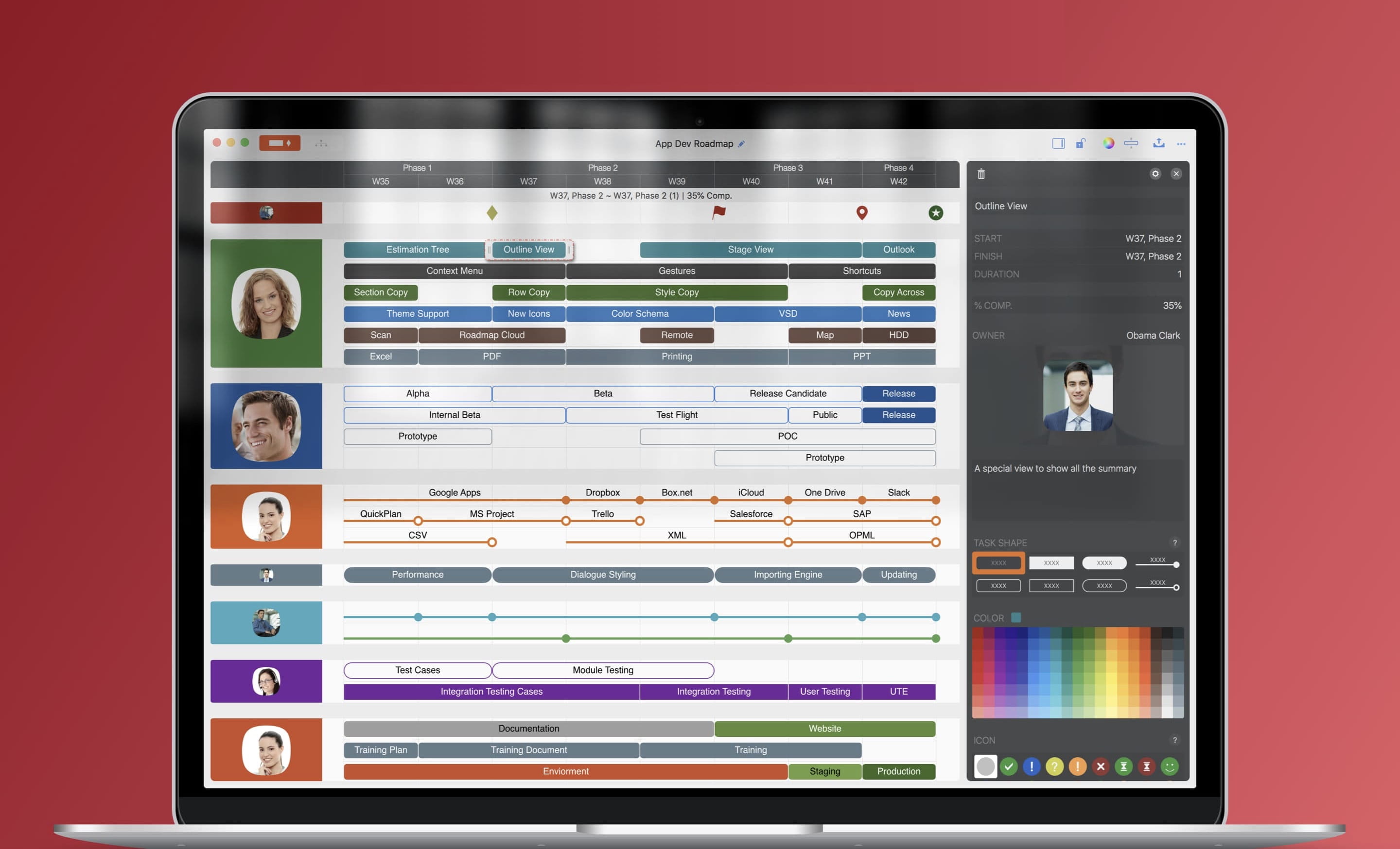 Roadmap application screenshots